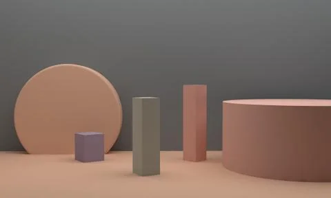 Geometric shape scene Minimal style,  3d rendering. Stock Illustration