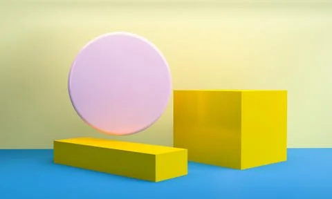 Geometric shape scene Minimal style,  3d rendering. Stock Illustration