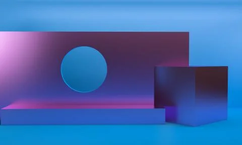 Geometric shape scene Minimal style,  3d rendering. Stock Illustration