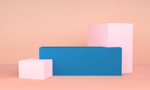 Geometric shape scene Minimal style,  3d rendering. Stock Illustration