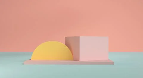 Geometric shape scene Minimal style,  3d rendering. Stock Illustration