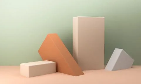 Geometric shape scene Minimal style,  3d rendering. Stock Illustration