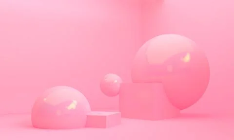 Geometric shape scene Minimal style,  3d rendering. Stock Photos