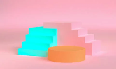 Geometric shape scene podium advertized minimal abstract background, pastel c Stock Illustration