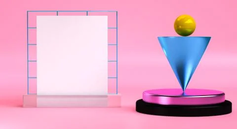 Geometric shape scene podium advertized minimal abstract background, pastel c Stock Illustration