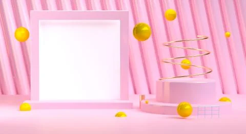 Geometric shape scene podium advertized minimal abstract background, pastel c Stock Illustration