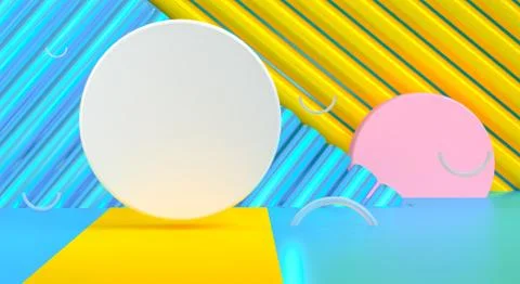 Geometric shape scene podium advertized minimal abstract background, pastel c Stock Illustration