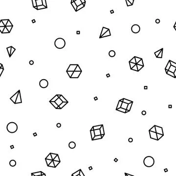 Geometric shape seamless pattern in Memphis Style. Future mathematic pattern Illustrazione stock