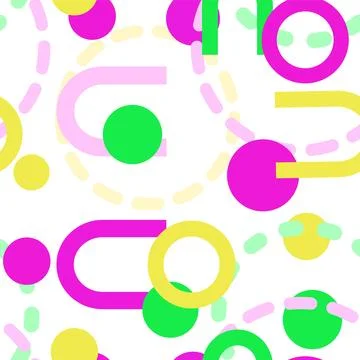 Geometric shape seamless pattern in trendy risograph print style. Vector Modern Stock Illustration