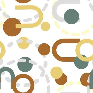 Geometric shape seamless pattern in trendy risograph print style. Vector Modern Illustrazione stock