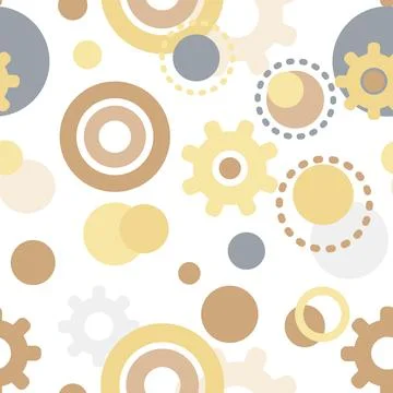 Geometric shape seamless pattern in trendy risograph print style. Vector Modern Stock Illustration