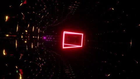 Geometric Shape Triangular Pyramid Sparkles Ultraviolet for Musical Rhythm, Stock Footage 243784706