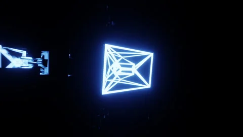 Geometric Shape Triangular Pyramid Sparkles Colorful for Musical Rhythm, Rotates Stock Footage 243784816