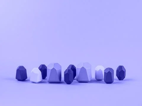 Geometric shape wooden elements podium on purple background. Design concept Stock Photos