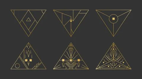 Geometric shapes, abstract art vector deco frames. Hipster trendy line style Stock Illustration