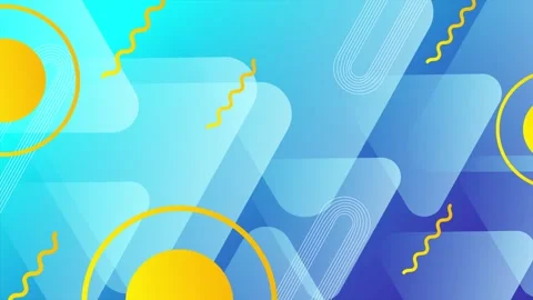Geometric shapes in an abstract background in blue and yellow seamless 4k video Stock Footage 293660159