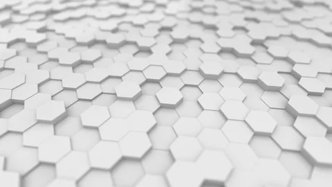 Geometric shapes abstract background. Hexagonal pillars and oblate spheres move Stock Footage 112115400