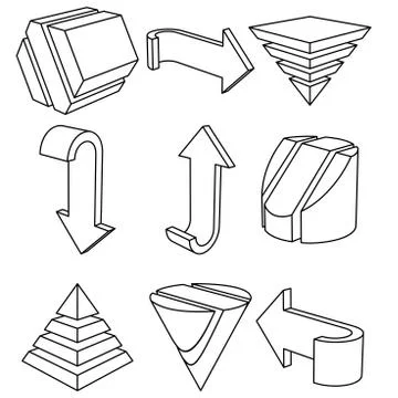 Geometric Shapes and Arrows, Vector Illustration Stock Illustration