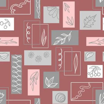 Geometric shapes and botany elements seamless pattern Illustrazione stock