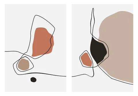 Geometric shapes and scribble lines. Hand-painted minimalist creative illustr Stock Illustration