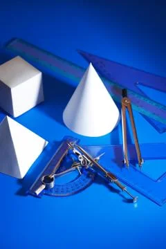 Geometric Shapes And Tools Stock Photos