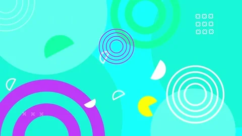 Geometric shapes and vibrant pattern elements in an abstract style  Stock Footage 304940886