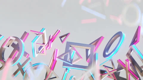 Geometric shapes are floating 3D render animation Stock Footage 156726536
