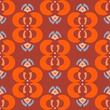 Geometric Shapes Art Vector Repeatable Pattern Tile in orange and blue 스톡 일러스트