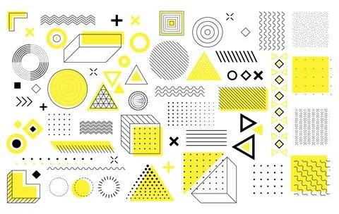Geometric shapes background. Simple figures. Memphis design, retro elements for Stock Illustration