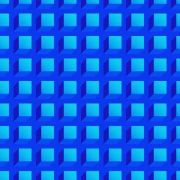 Geometric shapes blue seamless pattern with flat icons of cube figure. Modern Stock Illustration