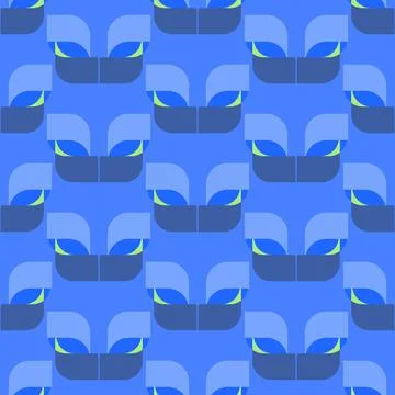 Geometric shapes blue vector repeat seamless pattern 스톡 일러스트