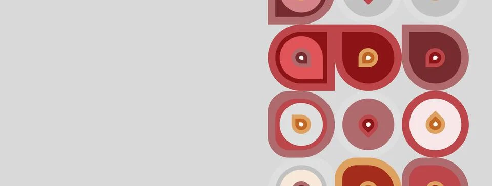 Geometric shapes, circles, squares, rectangles create repeating pattern. Warm Stock Illustration