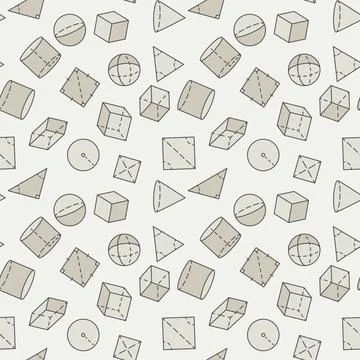 Geometric Shapes colored seamless pattern - vector Geometry Learning backgrou Stock Illustration