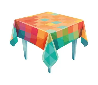 Geometric shapes in colored tablecloth in table イラスト素材