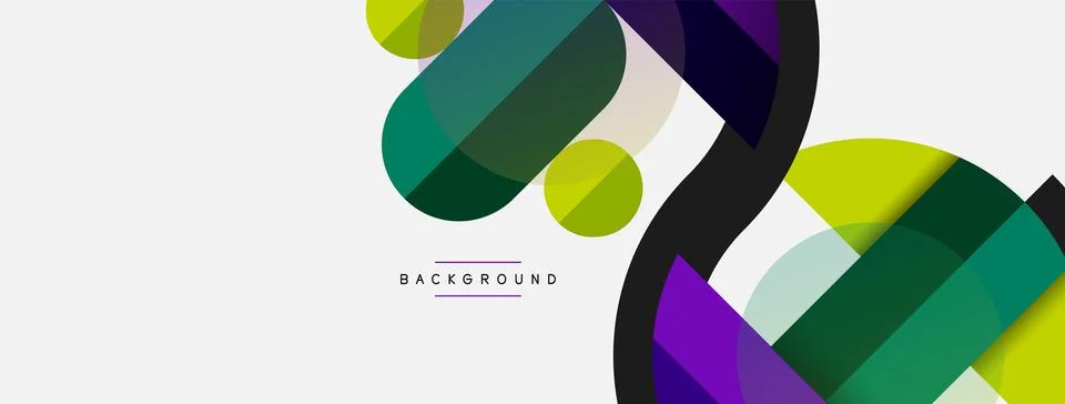 Geometric shapes composition abstract background. Circles lines and rectangles Stock Illustration
