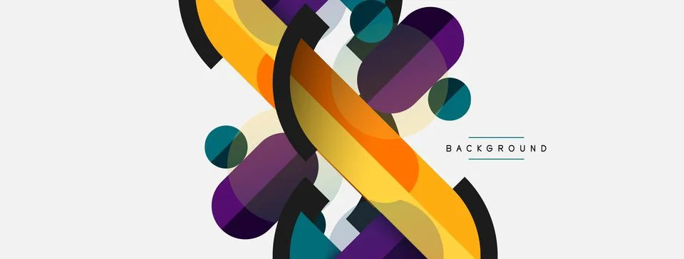 Geometric shapes composition abstract background. Circles lines and rectangles Illustrazione stock