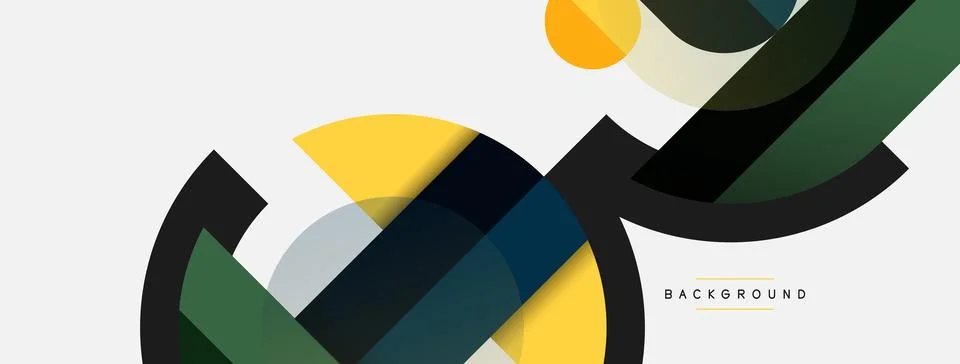 Geometric shapes composition abstract background. Circles lines and rectangles Stock Illustration