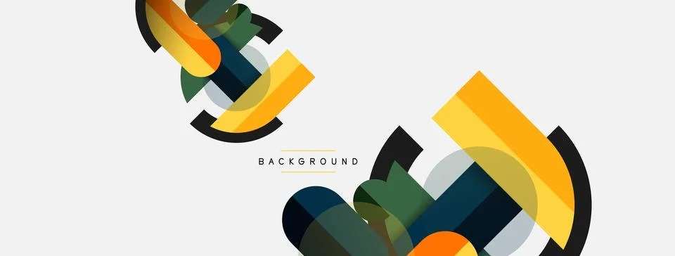 Geometric shapes composition abstract background. Circles lines and rectangles Illustrazione stock