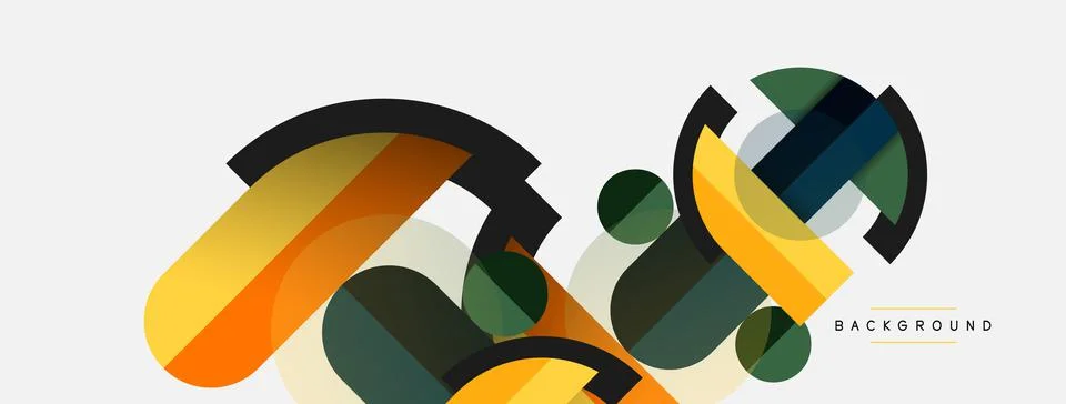 Geometric shapes composition abstract background. Circles lines and rectangles Stock Illustration