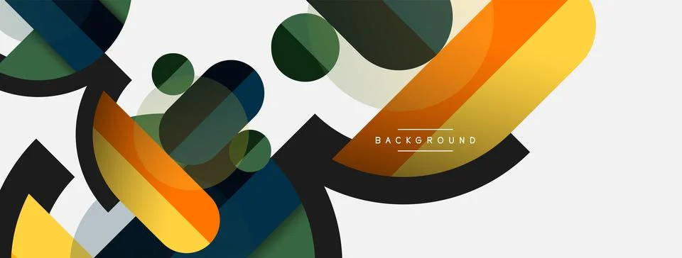 Geometric shapes composition abstract background. Circles lines and rectangles Stock Illustration