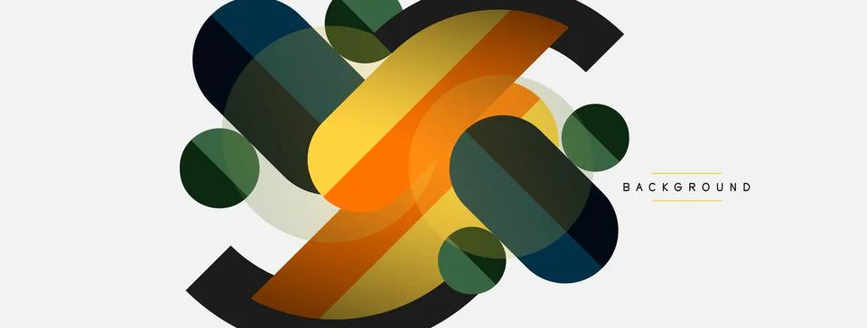 Geometric shapes composition abstract background. Circles lines and rectangles 库存插图