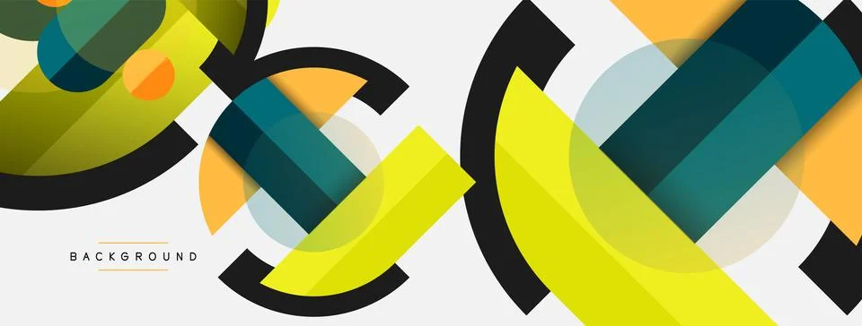 Geometric shapes composition abstract background. Circles lines and rectangles 스톡 일러스트