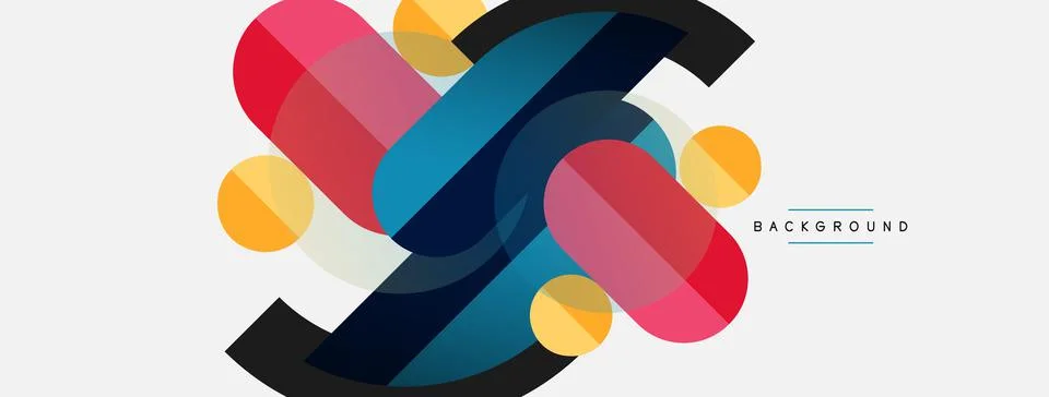 Geometric shapes composition abstract background. Circles lines and rectangles Stock Illustration