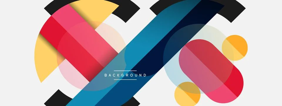 Geometric shapes composition abstract background. Circles lines and rectangles Illustrazione stock