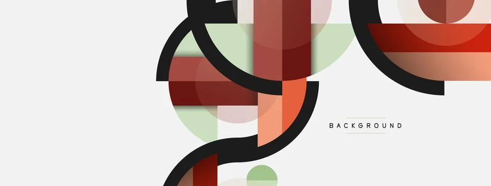 Geometric shapes composition abstract background. Circles lines and rectangles Stock Illustration