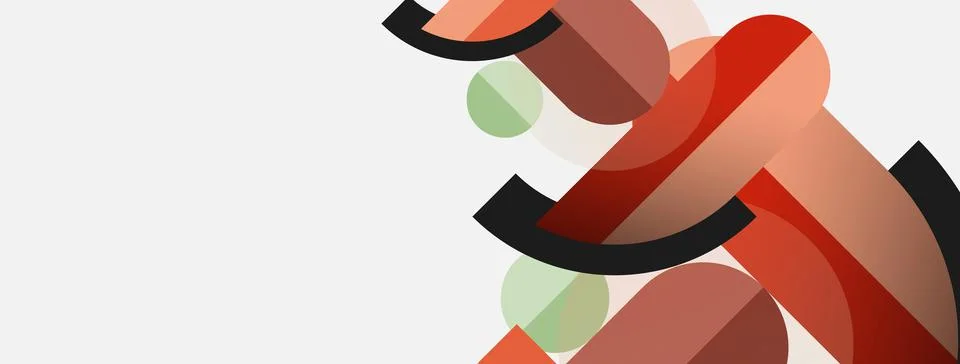Geometric shapes composition abstract background. Circles lines and rectangles Stock Illustration