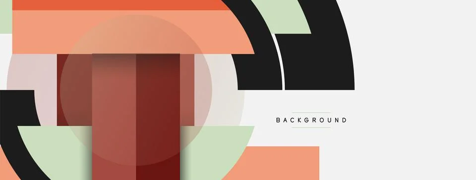 Geometric shapes composition abstract background. Circles lines and rectangles Stock Illustration