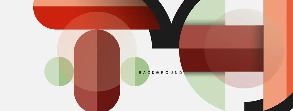 Geometric shapes composition abstract background. Circles lines and rectangles Illustrazione stock