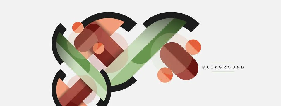 Geometric shapes composition abstract background. Circles lines and rectangles Stock Illustration