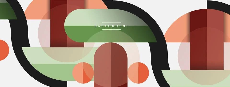 Geometric shapes composition abstract background. Circles lines and rectangles 库存插图